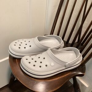 Crocs Crocband Clogs Grey Rubber Slip-On Round Toe Casual Size: 13 M